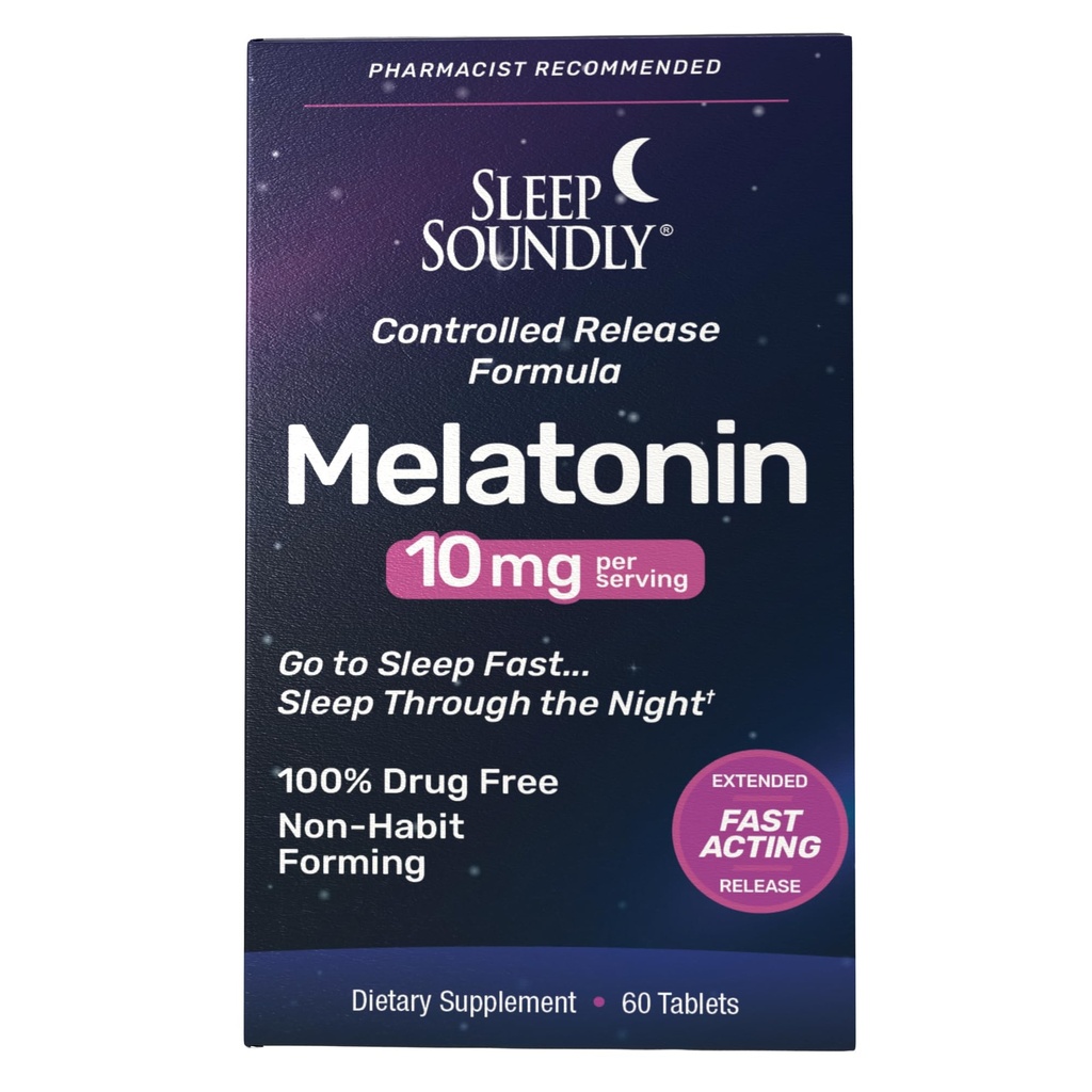 Dormir Sonido Melatonin 10mg, Actuación rápida, Extendido Liberación Fórmula del sueño, 60 porciones, Azul