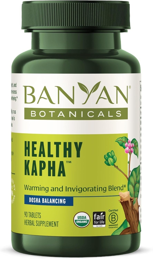 Botánicos de Banyan Saludable Kapha – Tablas herbales orgánicas para equilibrar Kapha Dosha – Calentar y Revitalizar* – 90 Tablas – No GMO Fuente sostenible Vegan