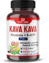 Kava Kava Suplemento de cápsulas - Fórmula Enriquecida con Ashwagandha, 5-HTP, Rhodiola, Lemon Balm, Support Mood, Calma & Relajación