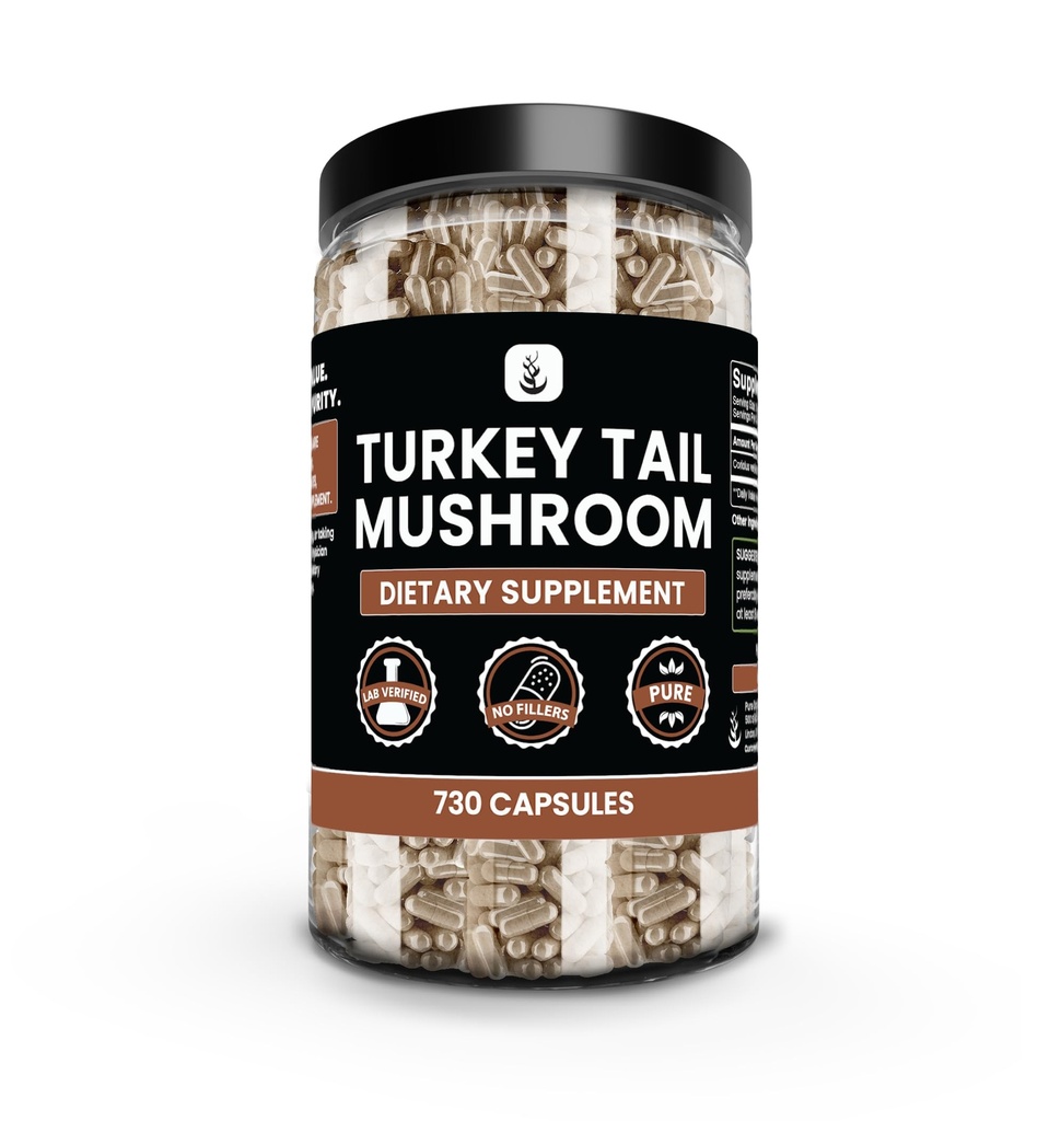 PURE ORIGINAL INGREDIENTES Turquía Tail Mushroom (730 capsules) No hay magnesio o rifles de arroz, siempre puro, Lab Verified