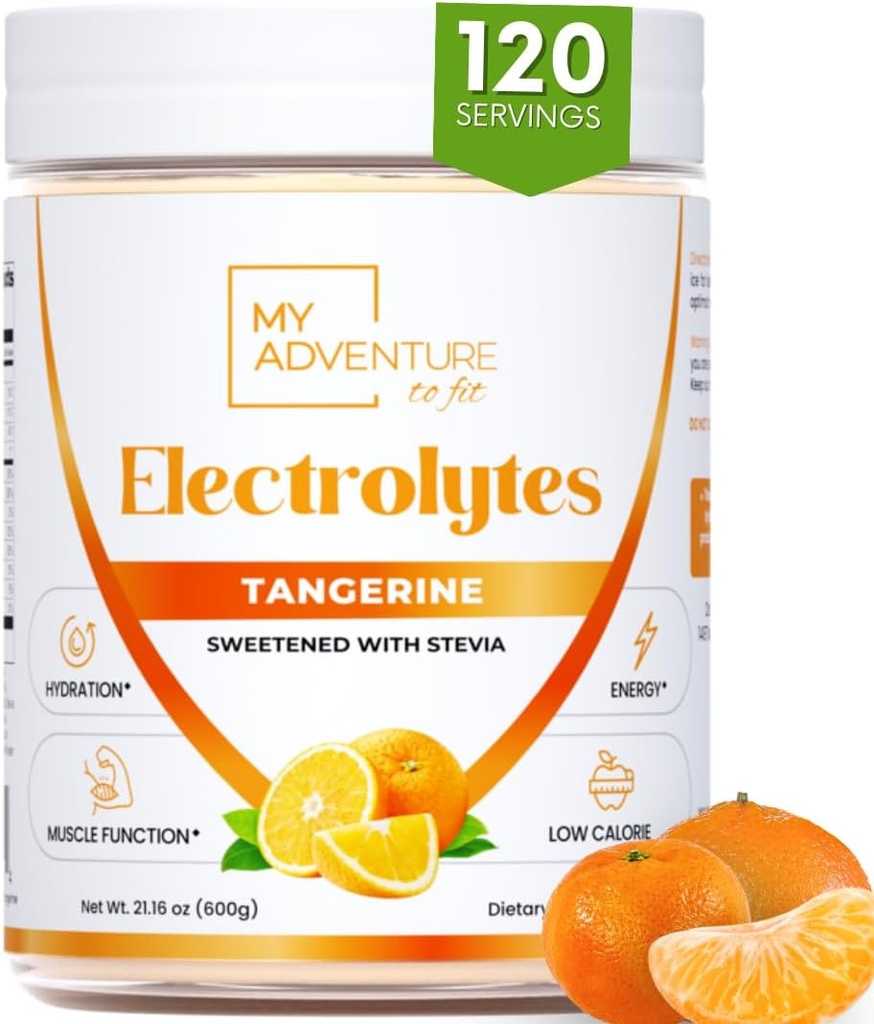 Cero Azúcar - Electrolitos de Tangerina Polvo - Hidratación Refrescante - Caffeine Free Energy with All Natural Ingredients - Vegan Keto & Paleo - Electrolitos sin azúcar Hydration Drink Mix - 120 Servings