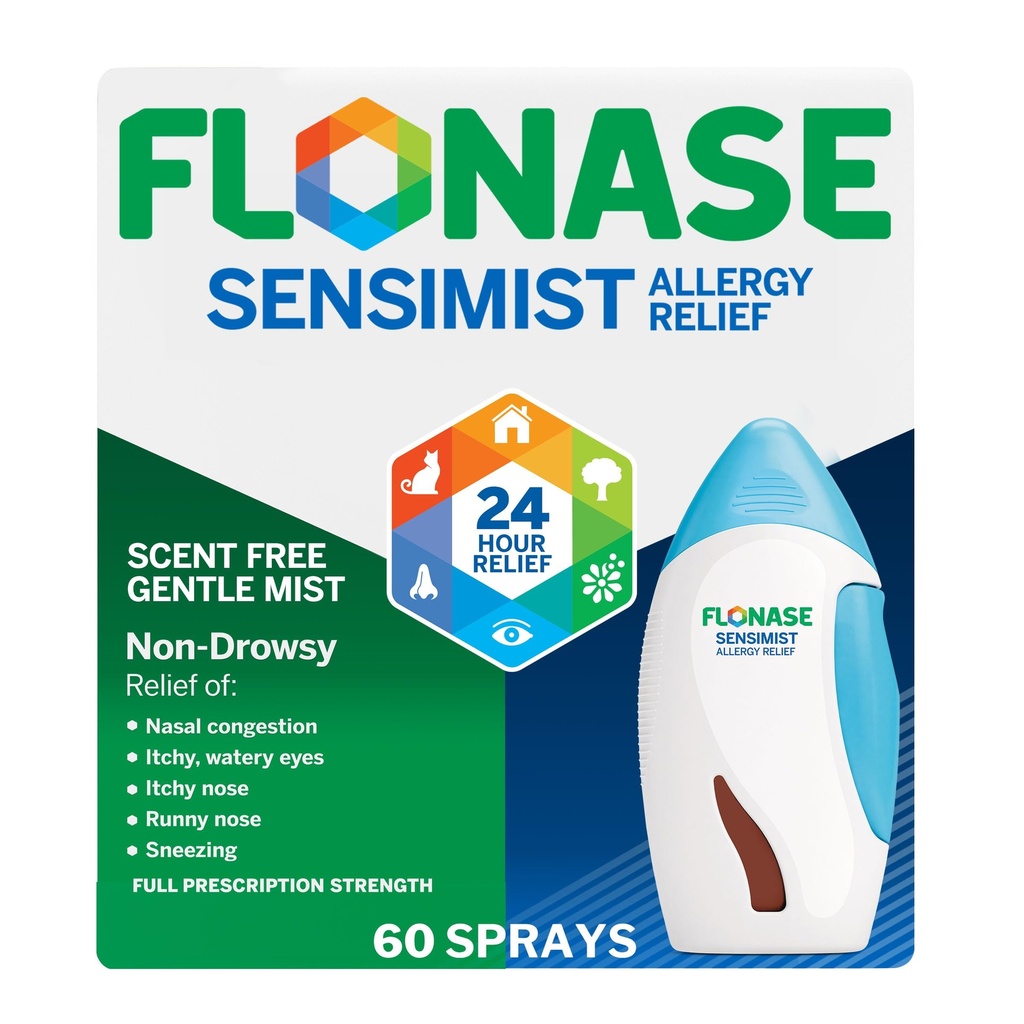 Flonase Sensimist Alergy Relief Nasal Spray for Non-Drowsy, 24-Hour Multi-Symptom Allergy Relief – 60 Sprays