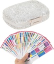 Pill Organizer with Labels Bling Pocket Pill Case with Stickers Travel Medicine Kit Holder Small Purse Pill Box Container Portable Mini Medication Storage (White & 300 Labels)
