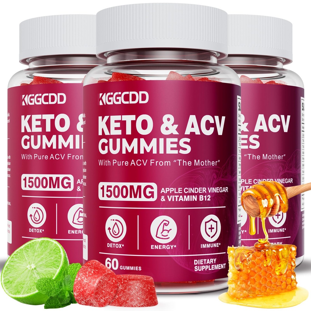 (3 Pack) Keto ACV Gummies Extreme 1500MG Keto Gummies Apple Sider Vinegar Formulado con Pomegranate Beet Juice Powder B12 Vegan No GMO 180 Gummys
