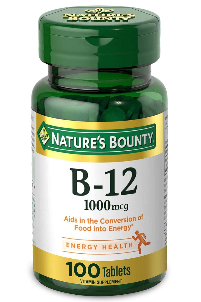 La vitamina B12 de la naturaleza, apoya el metabolismo energético, 1000 mcg, 100 cuenta.