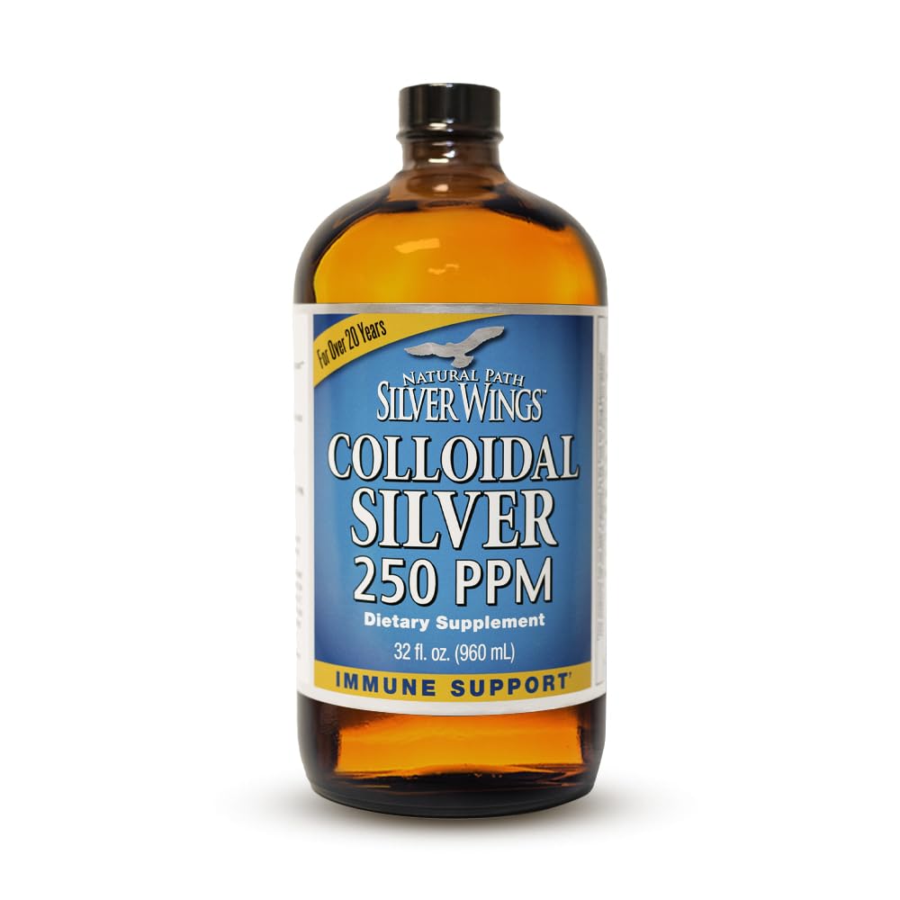 Natural Path Alas de Plata Colloidal Plata Líquida - Soporte mejorado - 250ppm (1250mcg) - 32oz