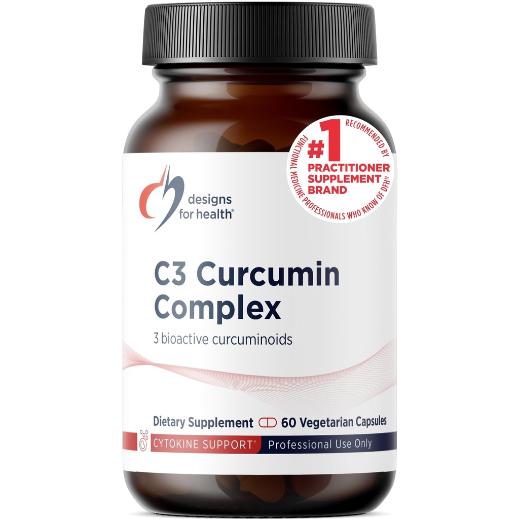 Diseños para Salud Complejo de Curcumina C3 - Suplemento Turmérico Curcuminoide Altamente Biodisponible, 400 mg con 3 Curcuminoides Bioactivos - No GMO, libre de gluten + Vegetariano (60 cápsulas)