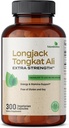 Futuros bióticos Longjack Tongkat Ali Extra Strength Energy & Stamina Support - Non-GMO, 300 Vegetarian Capsules