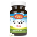Carlson - Niacin, 50 mg, apoya el metabolismo del colesterol, producción de energía, salud cardíaca, función nerviosa, 300 tabletas