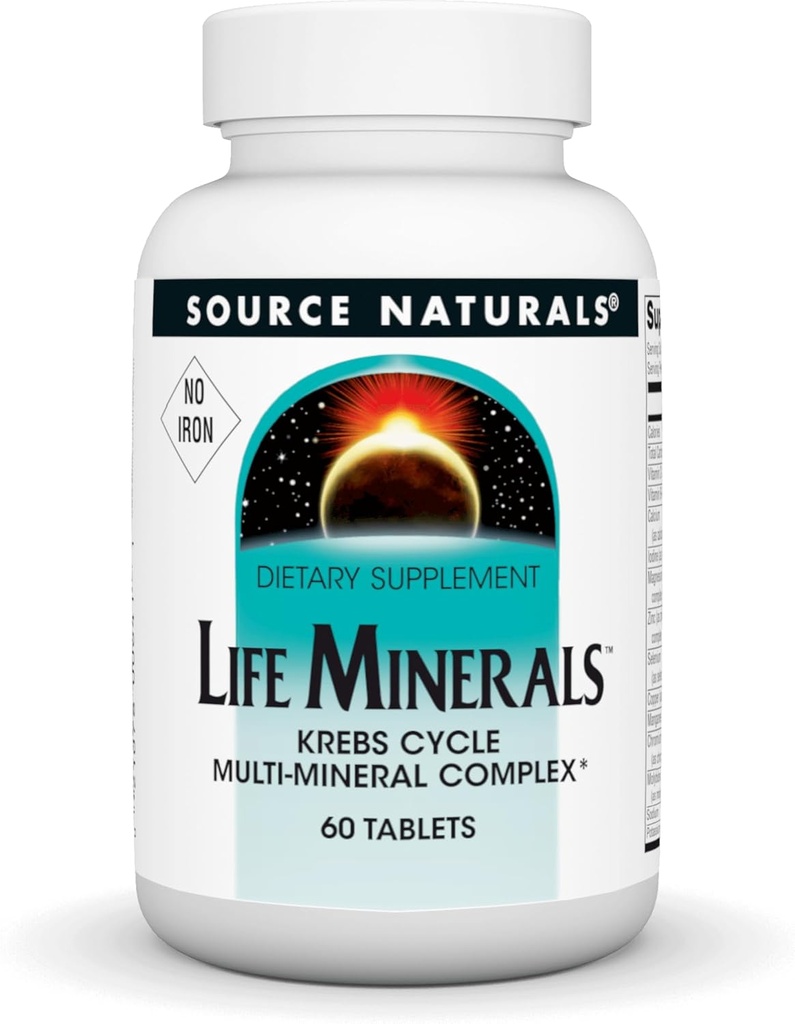 Fuente Naturales High Bioactividad Life Minerals, Iron Free - Krebs Cycle Multi-Mineral Complex - 60 Tablets