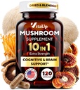 Lions Mane Suplemento cápsulas - USA Made 10 en 1 Mushroom Suplemento - Complejo de Mushroom con Lions Mane, Cordyceps, Turquía Tail, Reishi, Shiitake para Cognitive &amp; Immune Support - 120 Conde