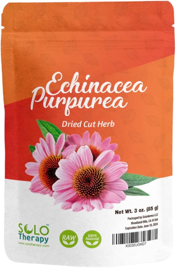 Echinacea Purpurea Herb 3 oz, Echinacea Purpurea Herb Tea, Herb de corte seco, Bolsa sellable, Calidad Premium, 100% Natural