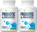 Probióticos para Mujeres &amp; Hombres, 300 Billones CFU Probióticos de 12 Strains + Prebióticos Orgánicos Blend for Daily Digestive, Immune, Gut, Bloating, Gut Health for Women &amp; Men, Shelf Stable - 120 Capsules