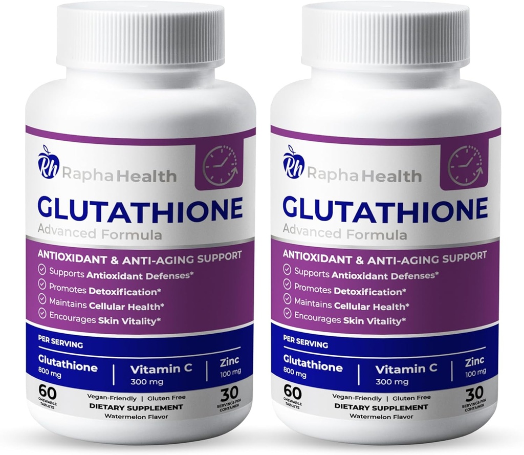 Twin Pack Glutathione Reforzada con Vitamin C & Zinc  sometida Antioxidante avanzado &amp; Immune Support ← Detox &amp; Skin Health Formula TEN 120 Tablets - Dos (2) Mes de Suministro