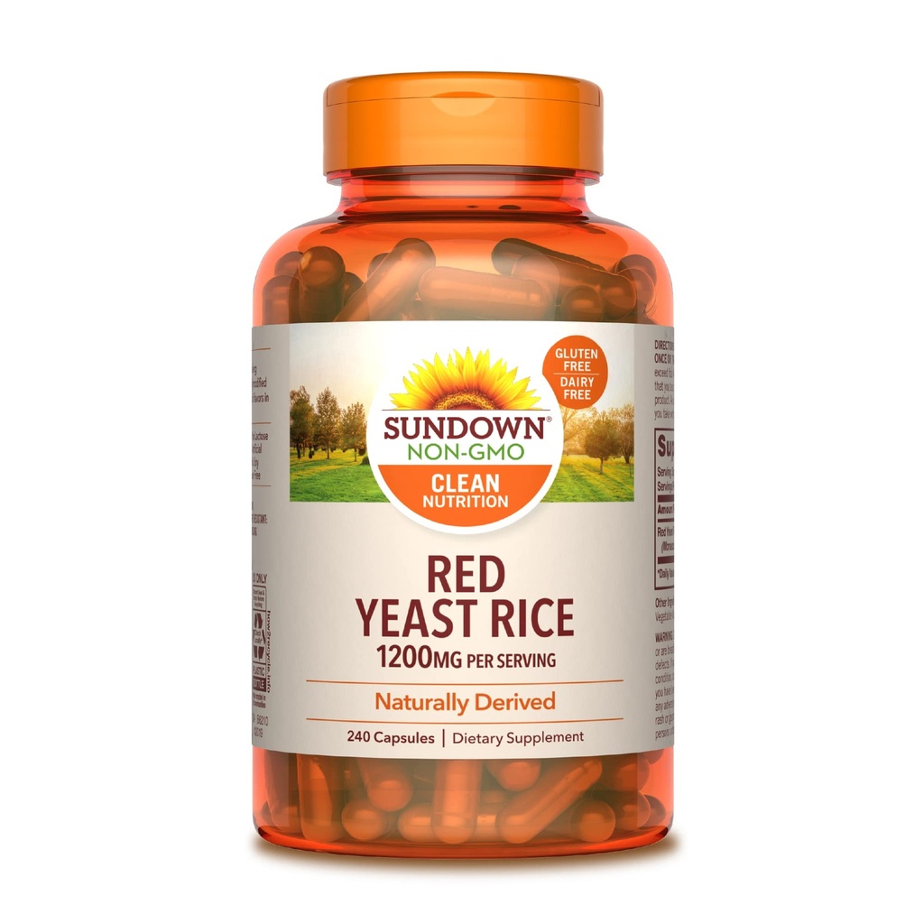 Rice de levadura roja al atardecer 1200 mg, 240 cápsulas