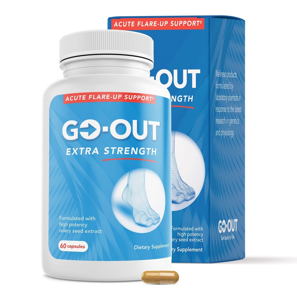 Mt. Angel Vitaminas Salir - Soporte de fuerza adicional - Equilibrio de ácido úrico con cereza de tarta, semilla de celeria, Turmérica - No GMO, libre de gluten - 60 cápsulas