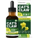 Herb de garra de gato (Uña de Gato) Immune Support Liquid Drops, 5-in-1 Herbal Suplemento con Echinacea " Elderberry Extract, Alcohol Free Tintura for Immunity Boost, Joint " Bone Health. 2 oz