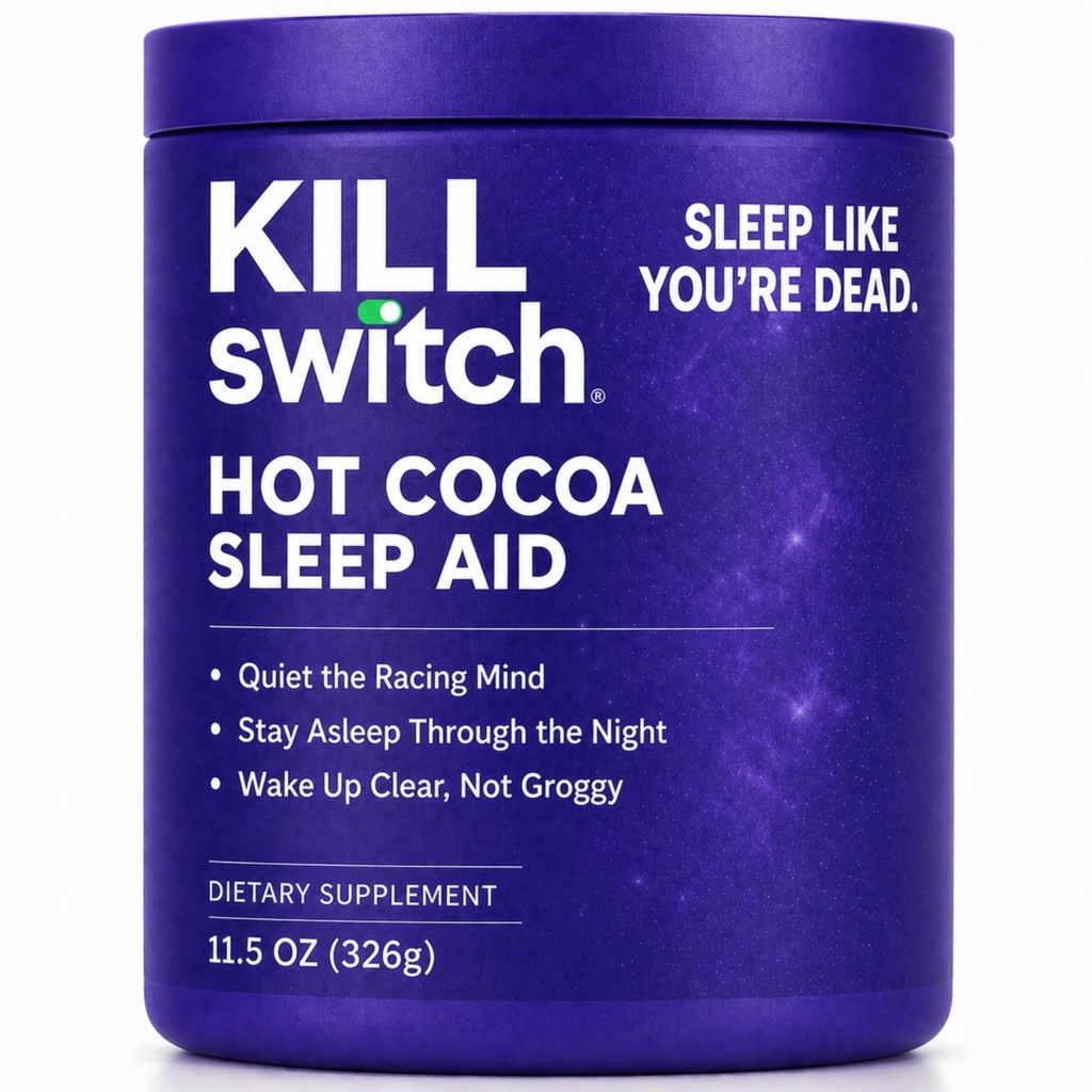 Killswitch Sleep Aid for Adults – Fall Asleep Fast > Wake Refreshed, Sugar-Free Hot Chocolate Suplemento - Magnesium, Tart Cherry, L-Theanine &amp; More for Restful Sleep, 30 Servings, Made in USA
