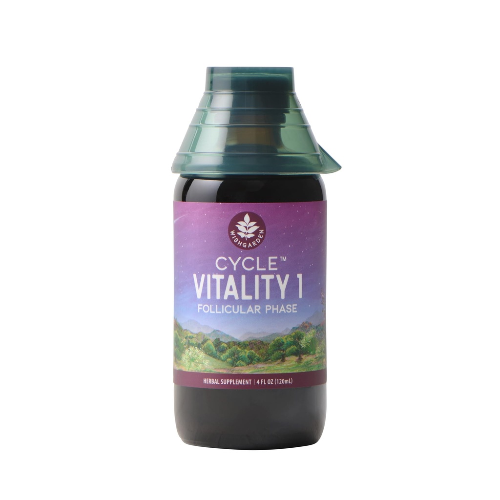 WishGarden Herbs Cycle Vitality I Follicular Phase - Plant-Based Herbal Supplement w/Vitex & Black Cohosh, Supports Optimal Estrogen Levels &amp; encouragess Healthy Menstrual Cycles ' Liver Function, 4oz