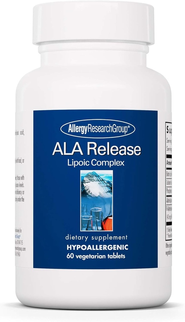 Allergy Research Group ALA Release - Alpha-Lipoic Acid Complex, R-Alpha-Lipoic, Biotin, Calcium, Suplemento Nutricional, Vegetarian Tablets - 60 Count
