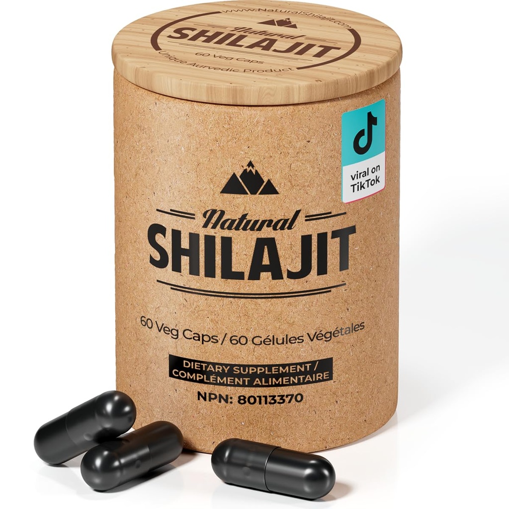 NATURAL SHILAJIT Capsules (2 Meses de Suministro) - 60 Conde - Shilajit para Hombres " Mujeres con Ácido Fulvico " Minerales Trace, Nutrientes Plantados para Energía, Apoyo Inmunitario " Vitality