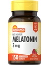 Sundance Melatonin Fast Dissolve ← 3mg TEN 150 Fast Dissolve Tablets TEN Natural Berry Flavor ANTE Vegetarian, Non-GMO, y Gluten Free Supplement