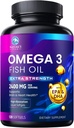 Omega 3 Fish Oil 2400 mg Suplemento, Fuente sostenible, Triple fuerza Omega-3 Suplemento Softgels, Brain Health Support, EPA & DHA Fish Oil Fatty Acids Suplementos, Gluten & GMO Free, 120 Softgels