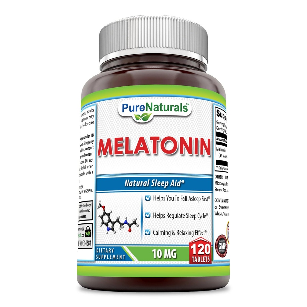 Naturales puros Melatonin Suplemento Silencio 10 Mg Por Serving Silencio 120 Tablets ← No Gluten-Free TEN Made in USA