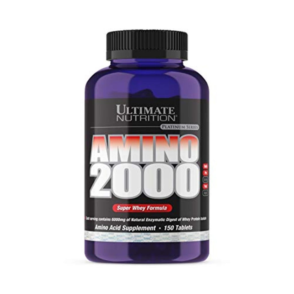 Ultimate Nutrition Amino 2000 Tablets, Super Whey Formula, Amino Acid Suplementos con L-Leucine, L-Isoleucine y L-Valine, 2000mg, 150 Tablets