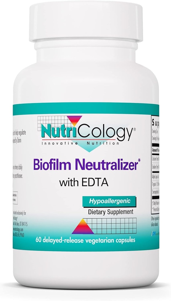 Nutricology Biofilm Neutralizer - Biofilm Defense, EDTA Supplement, Proteolytic Enzymes, Serrapeptase, Vegetarian Capsules - 60 Conde