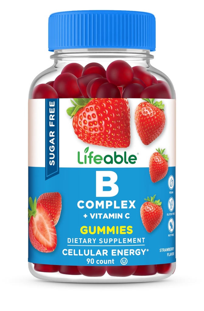 Lifeable Sugar Free Vitamina B Complejo Gummies ← B-Complex with Vitamin C TEN Gran Tasting VIT B Complejo Vitaminas ← Energía y Nerve Soporte TEN B Vitaminas Complejo para Mujeres, Hombres, Adultos TEN 90 Gummies