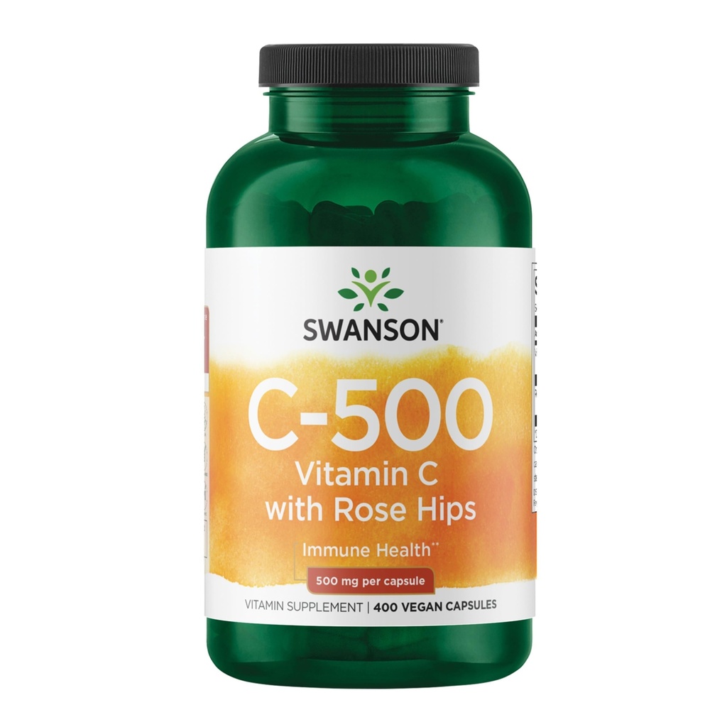 Swanson Vitamina C con Rosa HIPS 500 Milligrams 400 cápsulas