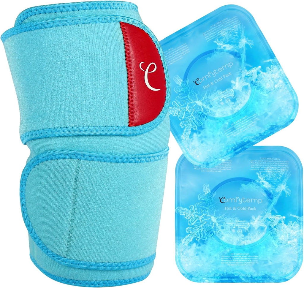 Comfytemp Agarre de hielo de gran rodilla con 2 Gel Soft Cold Pack, Reutilizable Compresión Arroz de rodilla para Meniscus Tear, Alivio de Dolor Conjunto, Artritis, ACL, Después de la cirugía Obtenga buenos regalos, Hombres Mujeres Engranaje