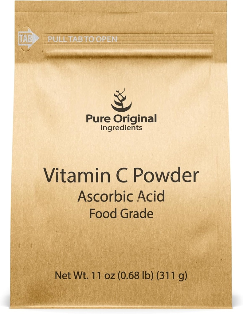 PURE ORIGINAL INGREDIENTES Vitamina C Polvo, 11 oz, Ácido ascórbico