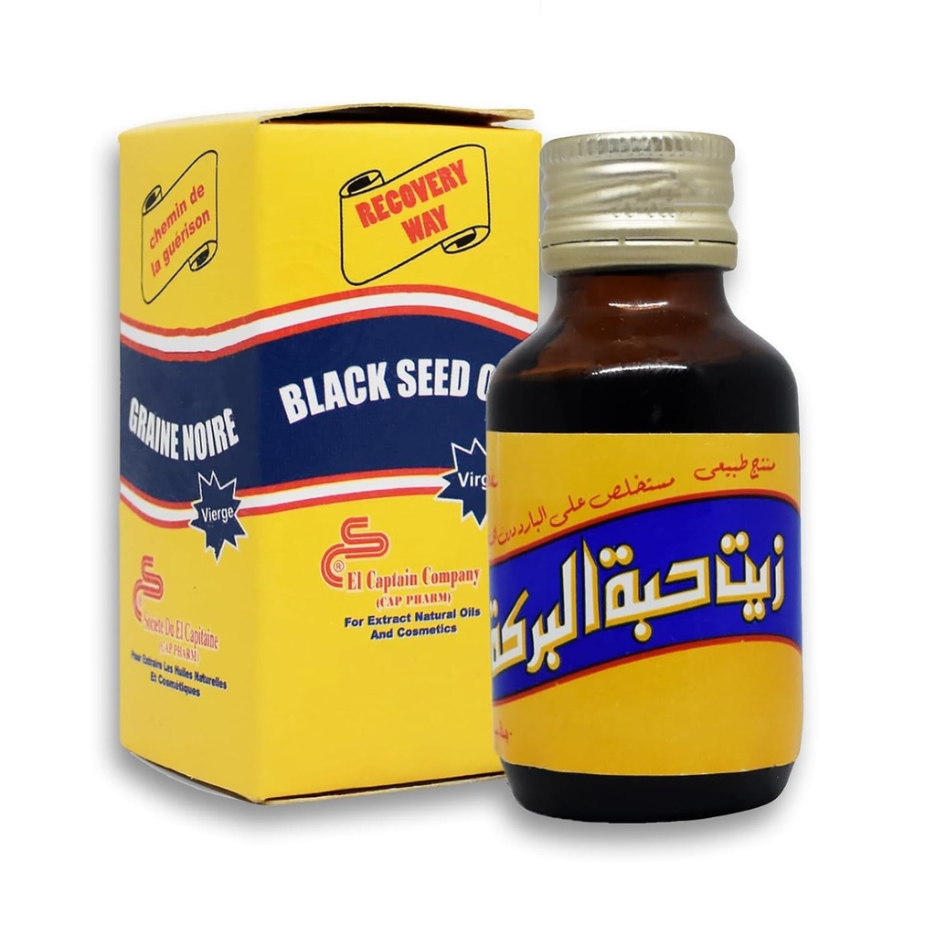 EGIPTO EXPORTE Aceite de semilla negra prensado puro ElCaptain Al Capitán Puro Natural Raw Nigella Sativa Halal (2.11 oz/60 ml)