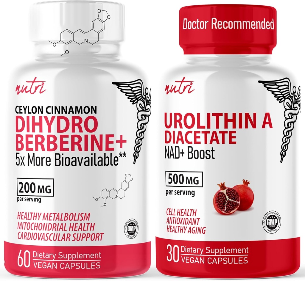 Fusiones de la naturaleza Nutri Dihydroberine (60 cápsulas) " Urolithin A Diacetate 500mg Energy Booster Suplemento