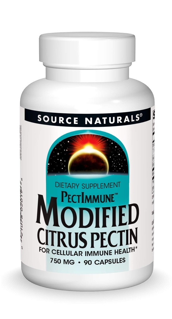 Fuente Naturales PectInmune, Citrus Modificados Pectin, Para la Salud Celular Inmunitaria*, 750 mg - 90 cápsulas