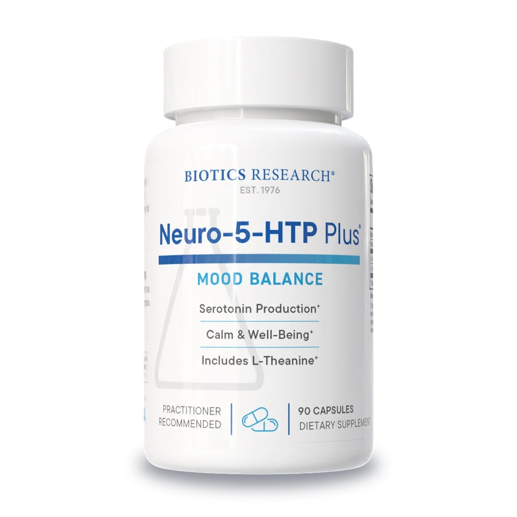 Biotics Research Neuro 5 HTP Plus Neurological Support, Calm Brain Activity, Healthy Sleep Patterns, Global Sense of Well-Being, Promotes Relax, Serotonin Precursor, L Theanine, 90 Capsules