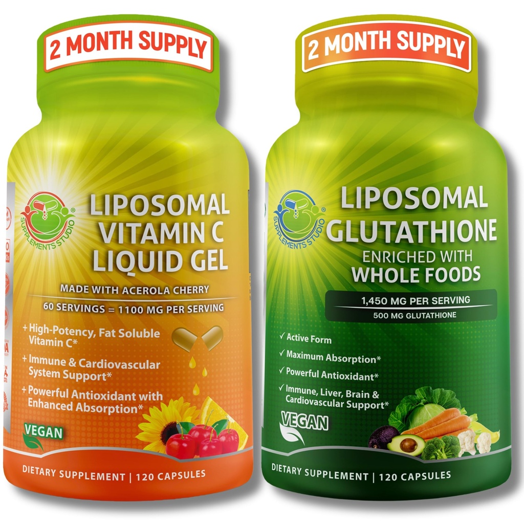 SUPPLEMENTOS STUDIO Liposomal Vitamina C 1100mg Líquido Gel Capsules - Agrupar con - Liposomal Glutathione 500mg Suplemento