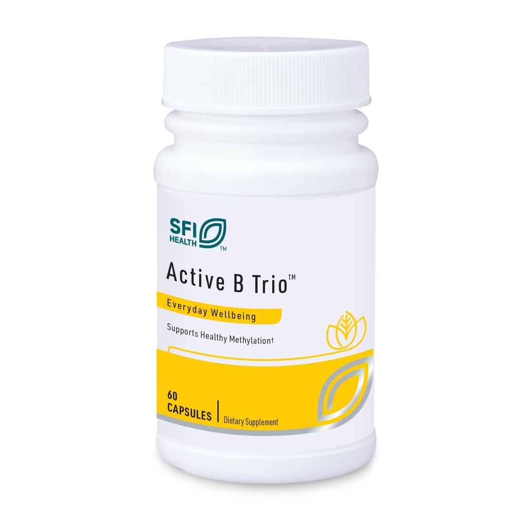Klaire Labs SFI Health Active B Trio - Methylated Vitamin B Complex with B6, B12 &amp; Folate - Bioactive Vitamins for Enhanced Absorption - Promote Healthy Energy & Cognition (60 Capsules)