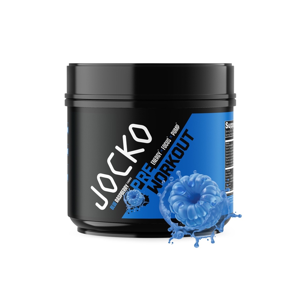 Jocko Fuel Ultimate Pre Workout Powder - Pre-Workout Energy Powder Drink for Men &amp; Women - High Stim Sugar-Free Nootropic Blend to Support Muscle Pump, Energy, & Recovery 200mg Caffeine Blue Raspberry