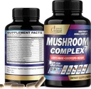 Suplementos del Complejo del Mushroom de Cadane Orgánica - Cerebro, Sistema Inmunitario, Memoria &amp; Producción Energética - 13in1 con el Mushroom de Mane de los Leones, Bacopa, Reishi &amp; Más - 90 cápsulas Vegan