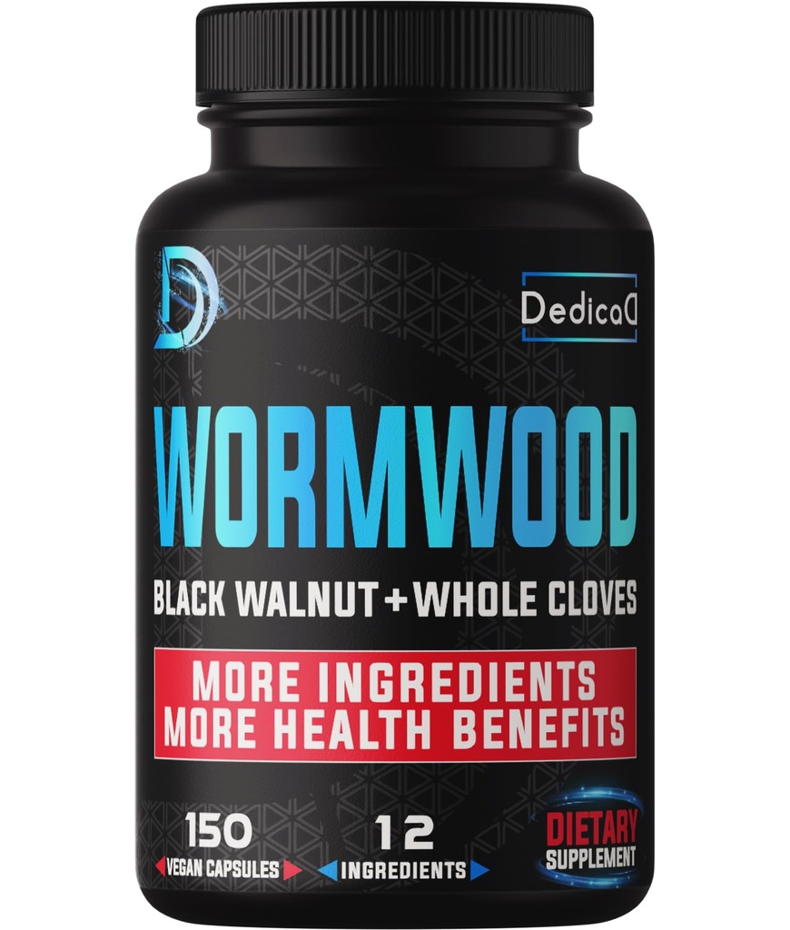 Premium Wormwood Extract Capsules - 5 Month Supply for Immune - 12 Herbs Blended with Black Walnut Leaves, Ginger, Turmeric &amp; More - 150 Counts