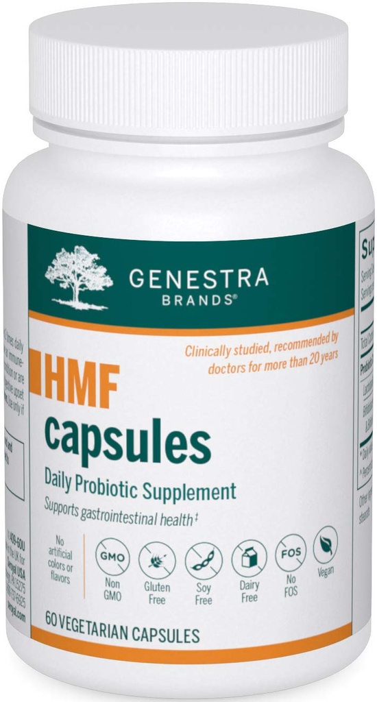 Genestra Brands HMF Capsules ← Fórmula Probiótica para apoyar a Gut Flora saludable ← 60 cápsulas