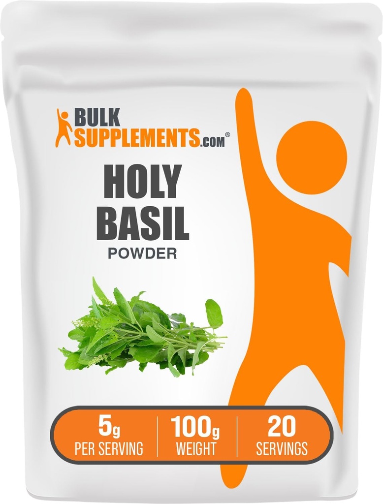 BulkSupplements.com Sagrado Basil Powder - Suplemento de la Basil, Santo Basil Leaf Powder - Tulsi Holy Basil, Herbal & Gluten Gratis, 5g por Serving, 100g (3.5 oz) (Pack of 1)