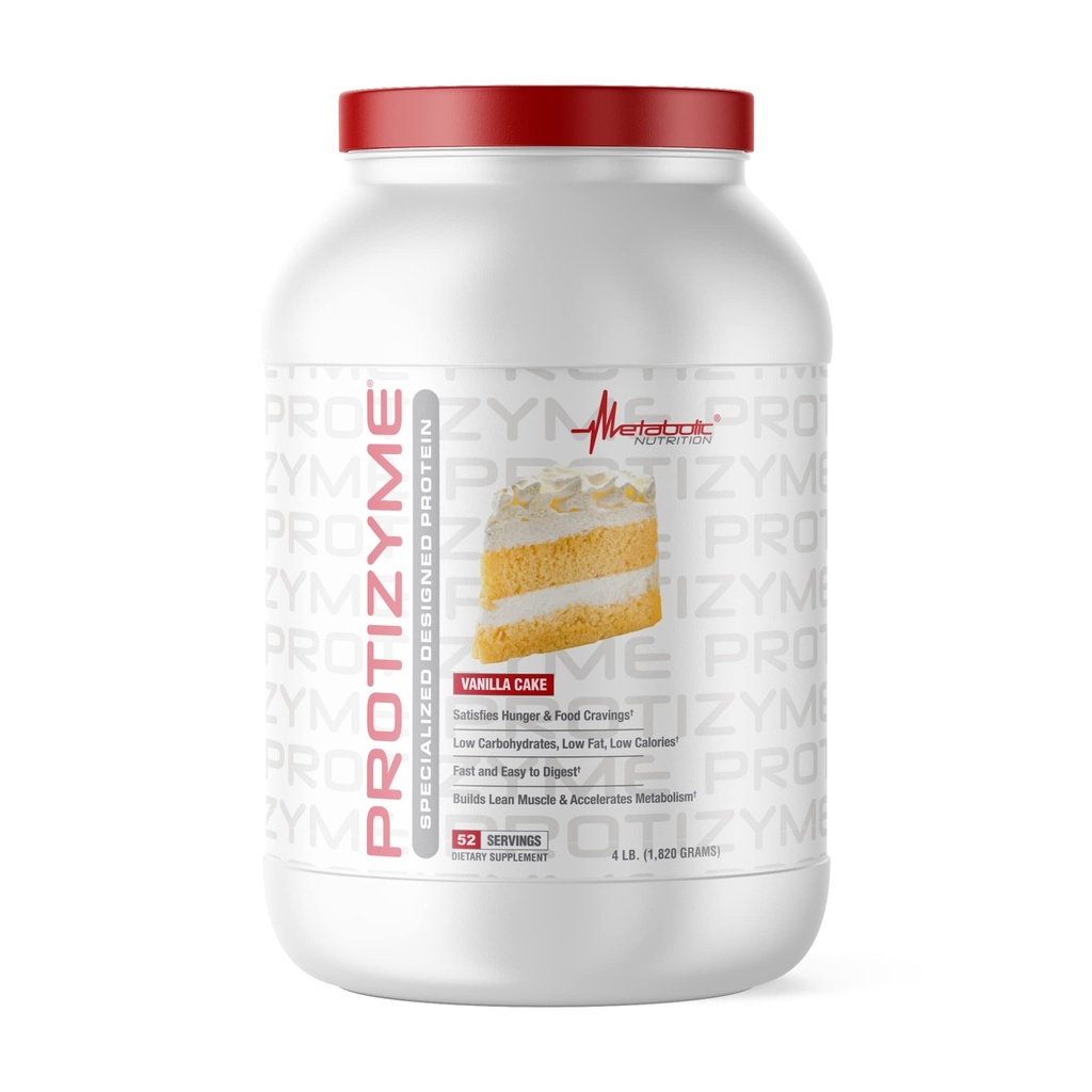 Nutrición metabólica, Protizyme, 100% Whey Protein Powder, Alta Proteína, Baja Carb, Proteína de bajo peso, Enzimas digestivas, 24 vitaminas esenciales y minerales, 4 libras (52 ser)