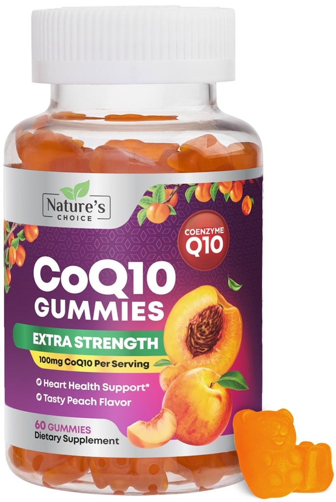 CoQ10 Gummies for Adults - Coenzyme Q10 100mg Per Serving - 3X Strength, High Absorption Antioxidant Supplement for Heart Health Support & Energy Production - Co Q10 (Coq 10) Supplements - 60 Gummies