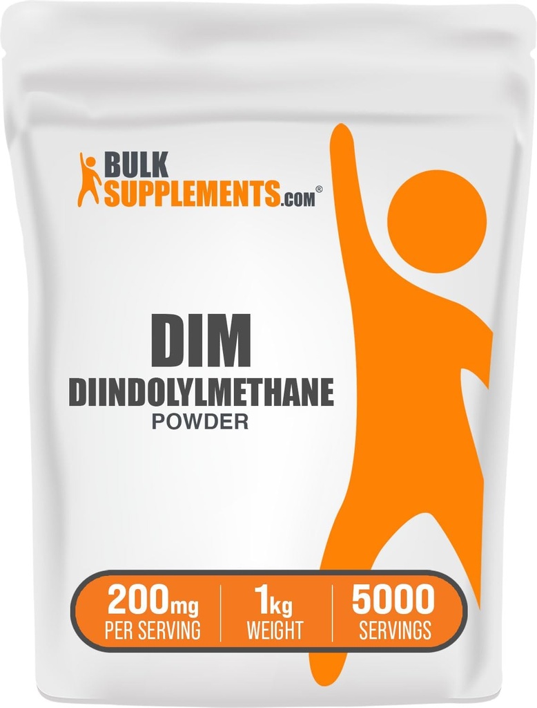BulkSupplements.com DIM Powder - Diindolylmethane Powder, DIM Supplement for Men &amp; Women - Unflavored & Gluten Free, 200mg per Serving, 1kg (2.2 lbs) (Pack of 1)