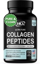 Péptidos de colágeno Polvo con vitamina C & Ácido - Fuentes más limpias Super alta absorción - Multi hidrolizado tipo I, II, III, V, X - Suplemento de pelo de piel (Capítulos)
