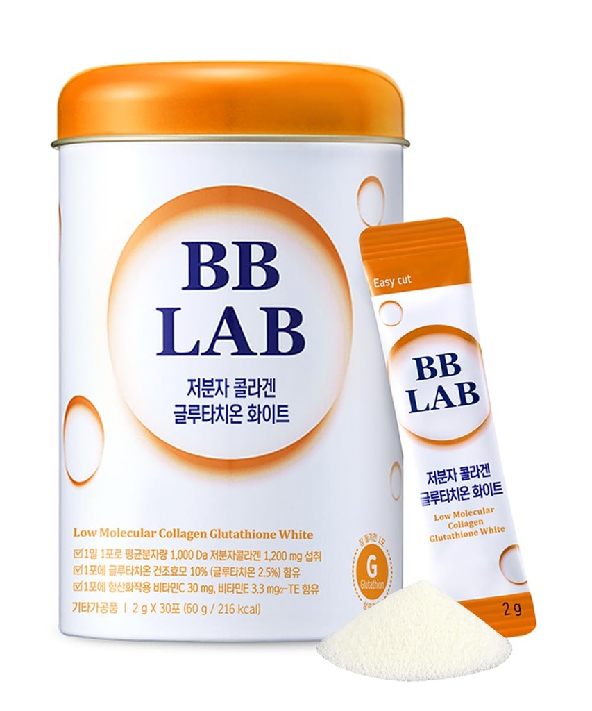 BB LAB Collagen Glutathione White, Low Molecular Korean Stick Suplemento, Fish Peptides, Vitamina C, Vitamina E, Glutathione, Fast abosorption, Orange Flavor